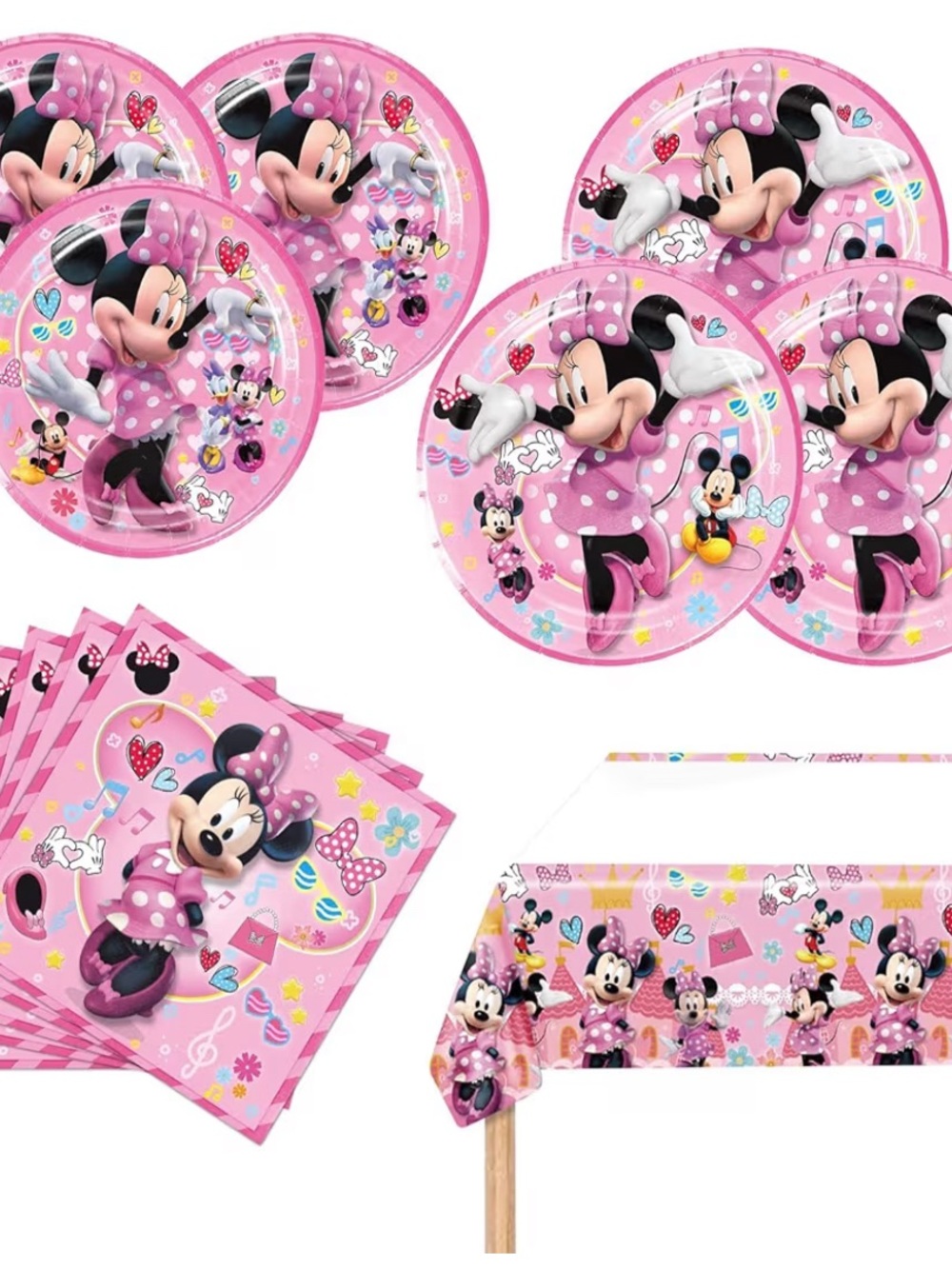 Disney Minnie Mouse Pink Polka Dot Party Tableware Set